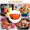 Serviessets Halloween Slakommen Grappig Bord Plastic Pompoen Lantaarn Decoratie Lampvorm Schotel Fruitpatroon Oranje Dinerborden