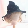 Halloween Toys Vintage Star Magic Girl Gothic Wizard Hat Lolita Halloween Witch Hat Accessories Props Bead Bow Rose Party Peaked Cap 231019