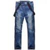 Männer Jeans Denim Snowboard Hosen Winter Hosenträger Ski Skate Snowboard Wasserdicht Winddicht Warm Verdickt Skifahren251Q