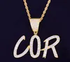 AZ Custom Name Gold Tennis Chain Men039s Letters Halsband Pendant Zircon Hip Hop smycken med 3 mm repkedja7613503