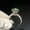 Solitaire 1ct bague en diamant 100% réel 925 bijoux en argent sterling bagues de fiançailles pour femmes accessoire de fête nuptiale Y1258Z