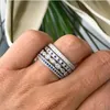 Anillos de racimo entero claro azul cúbico circonio pavimentado banda de compromiso 4 piezas pila apilable 925 plata esterlina eternidad cz finge349z