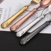 Servis sätter 4st högkvalitativ restaurang Premium Wedding Metal Gold Cutery El Plated Flatware Spoon Knife Fork