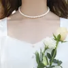 Vintage elegant Pearl Chain Choker Necklace Jewelry For Women Wedding Love Shell Pendant Necklace Fashion