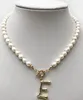 Anhänger-Halsketten HABITOO Süßwasserperlenkette 26 englische Buchstaben Halskette Perlenschmuck 17 Zoll Charmante Geschenke Freundinnen