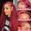 Synthetic Wigs Wiggogo Red Wig 99J Burgundy Lace Front Wig 13X4 Curly Human Hair Wigs Hd Lace Wig 13X6 Human Hair Colored Deep Wave Frontal Wig Q231019