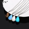 Pendentif Colliers 1PC Goutte d'eau naturelle Améthystes Collier Aventurine Rose Rose Quartz Tiger Eye Opal Cornaline Pierre Perles pour