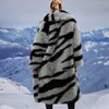 Femmes fourrure fausse fourrure veste mode tempérament motif zèbre imitation manteau long hiver décontracté chaleur 231018