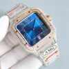 Diamond Mens Handgemaakte automatische horloge Mechanische beweging vrouwen horloges 40 mm Sahire met diamanten bezaaid stalen armband Montre de Luxe Gifts