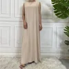 Ethnic Clothing Dubai Abaya Vestido All-Match Casual Wear Sleeveless Inner Dresses Muslim For Women Modest Robe Caftan Dress