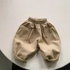 Pantolon Sonbahar Çocuklar Gevşek Cep Pamuklu Bebek Kız Katı Harem Pantolon Moda Boys Çok yönlü rahat çocuk kıyafetleri