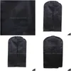 Сумки для хранения Нетканый костюм Пальто Пыленепроницаемый Er Высококачественная черная сумка для хранения одежды Дорожная сумка для одежды Домашний сад Housekee Dhkcg
