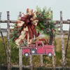 Flores decorativas guirlanda de natal artificial rattan vermelho caminhão guirlandas pendurado ornamentos rústico porta da frente guirlanda simulação bagas