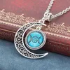 Chaîne en argent Triple lune déesse pendentif noir Wiccan bijoux lune déesse collier verre dôme pentagramme ras du cou colliers femmes273e