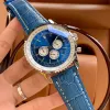 U1 TOP AAA BRETILING B01 B06 MENS KVARTZ WACK Blue Color Calender 43mm Dial Japanese VK Quartz Movement Fine Steel Case Man Watch Mineral Scratch Mperant Mirror J26