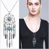 Vintage Dream Catcher Necklace Tassel Feather Turquoise Bohemian Style Long Sweater Chain Charm Jewel Xmas Gifts 12pcs220k