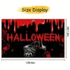 1 st, halloween dekorerad banner (6x13 ft) halloween tyg bakgrund banner papper dra flagg vägg skrämmande bakgrund skalle fotobås prop hängande dekoration