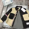 Lüks tasarımcı bebek yaka gömlek çocuklar üç renk şerit dikiş tasarımı üst boyut 100-150 cm moda sonbahar giyim çocuk bluzları Ağustos24