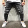 Jeans da uomo grigio strappato per uomo autunno moda sottile elastico in vita effetto consumato uomo casual skinny denim pantaloni a matita Pantalon Ho239I