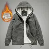 Men's Down Parkas Winter Cotton Jackets Hooded Lamb Fur Lining Plush Jacket Cold Thickening Fashion Motorcycle 231018