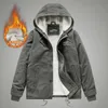 Parkas d'hiver en coton pour hommes, veste à capuche, doublure en fourrure d'agneau, peluche, épaississement froid, mode moto 231018