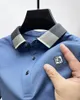 Polos masculinos high end algodão de seda gelo camisa polo manga curta 2023 verão casual lapela camiseta moda bordado negócio topo