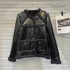 Women's Leather BORVEMAYS Black Add Villus PU Jacket Temperament All-match O Neck Single-breasted Solid Color Keep Warm Coat WZ6584