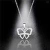 Pendentif Colliers Coréen Collier Papillon En Acier Inoxydable Pour Femmes Couleur Argent Simple Bijoux Élégants En Gros