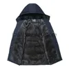 Parkas masculinas para baixo 2023 nova moda velo com capuz casaco de inverno masculino grosso quente jaqueta de inverno à prova de vento presente para pai marido parka j231019