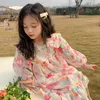Sukienki dla dziewczyn jelenia Jonmi 2023 Spring Baby Girls Szyfonowa księżniczka kwiatowy w stylu koreański