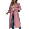 Women's Jackets Women Lapel Trench Coat Topcoat Double-breasted Casual Coats Pure Color Autumn Winter Overgarment Windbreak Jacket Clothes