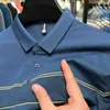 Men's Polos DYXUE Summer Cotton Striped Color Contrast Mature Short-sleeved Polo Shirt Lapel T-shirt Business Casual Fashion Top M-4XL