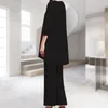 Women's Two Piece Pants 3 Pieces Dress Suit Irregular Hem Chiffon Women Elegant Coat Top Trousers Solid Color Formal Gowns Outfit Loose Fit