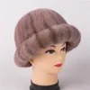 Berets vrouwen bont hoed voor winter natuurlijke nertsen cap Russen vrouwelijke hoofddeksels meisjes casual zon hoeden mode warme beanies
