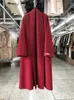 Kadın yün harmanlar büyük turnaş yakalı yaka stil çift taraflı ceket kadınlar uzun Kore moda breif gevşek kış ceket 231019