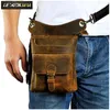 Sacs de taille en cuir naturel classique messager sac à bandoulière multi-fonction voyage Fanny ceinture Pack jambe goutte pour hommes 211-12