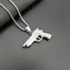 316L Edelstahl Schmuck Typenschild Halskette Für Männer Gold Farbe M1911 Pistole Anhänger Mit Zirkonia Halsketten Für Frauen290j