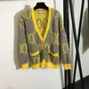 Kvinnors stickade brev tröjor cardigans mode lyxdesigner vneck lös kashmir blandar tröja utkläder kvinnor jacka kvinna kläder