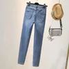 Frauen Jeans Vertikale Linien Strass Frau Hohe Taille Bleistift Hosen Mujer Knöchel Länge Denim Mode Streifen Herbst