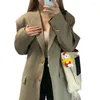 Damespakken Dames Herfst Vintage Casual Korte Lange Mouw Blazer Jas Commuter Effen Kleur Losse Dubbele Borst Dameskleding