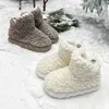 Top Boots Heel Wrapped Cotton Slippers for Women Wearing Snow Boots Outside in Winter Plush Insulation Home Use Anti Slip Simple Thick Soled