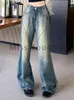 Frauen Jeans Herbst Blau Vintage Mode Frauen Taschen Designer Casual Denim Lange Hosen Weibliche Hohe Taille Koreanische Elegante 2023