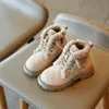 Boots Winter Children Shoes Leather Waterproof Plush Boots Kids Snow Boots Brand Girls Boys Casual Boots Fashion Sneakers 231018