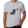 Мужские поло, темно-серая футболка с изображением щенка в погоне за бабочкой, черные футболки, рубашка на заказ, плотная однотонная мужская футболка