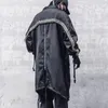 Erkek trençkotları 2023 High Street Techwear Hip Hop Ceket Erkekler için Uzun Ceketler Drawstring Patchwork Pelerini Gabardina Hombre