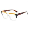 Sonnenbrille SHAUNA Mode Bunte Polygon Cat Eye Brille Rahmen Frauen Klar Anti Blau Licht Brillen Retro Männer Optische Leopard