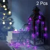 2-pack Halloween decoratieve spinlichten, zonne-lichtslingers, 20ft 30 LED decoratieve buitenverlichting, voor tuin, tuin, poort, tuin, Halloween-kerstdecoratie