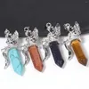 Pendant Necklaces 1Pcs Girl Angel Shape Natural Stone Lapis Lazuli Turquoise Crystal With Chain Display Box For Women Jewelry Accessories