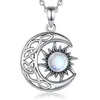 Pendant Necklaces Huirtan Vintage Silver Color Moon And Sun Necklace For Women Hollow Out Charm Exquisite Girls Accessories Jewelry