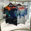21ss men tee printed t shirts designer watercolor letter printing clothes short sleeve mens shirt tag white black 05272Y